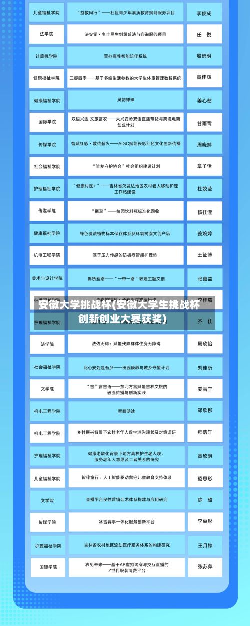 安徽大学挑战杯(安徽大学生挑战杯创新创业大赛获奖)-第3张图片