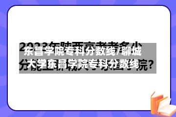 东昌学院专科分数线/聊城大学东昌学院专科分数线
