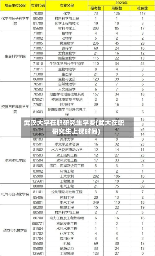 武汉大学在职研究生学费(武大在职研究生上课时间)