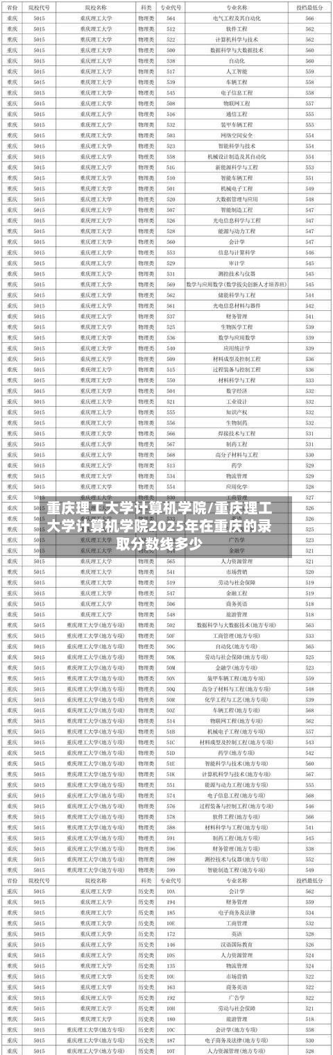 重庆理工大学计算机学院/重庆理工大学计算机学院2025年在重庆的录取分数线多少