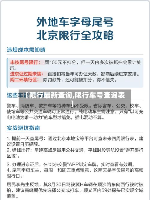【限行最新查询,限行车号查询表】-第3张图片