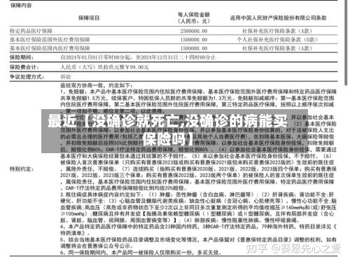 最近【没确诊就死亡,没确诊的病能买保险吗】
