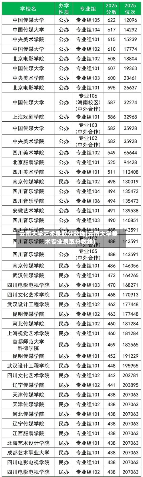 云南大学艺术录取分数线(云南大学美术专业录取分数线)